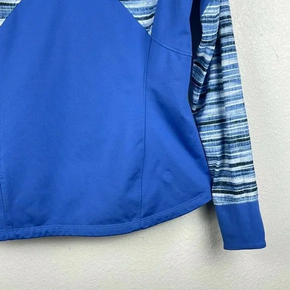 Marmot Jacket Women's Sz M Muse Track Hooded Full Zip Athletic Striped Blue - Picture 10 of 12
